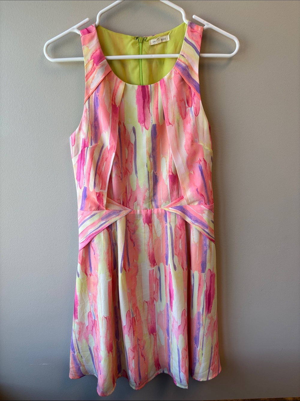 Under Skies Lime & Pink Fit-and-Flare Dress